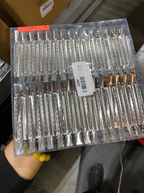Photo 1 of yoyokid 60PCS Hair Clips For Styling, 3.5inch Metal Duck Billed Hair Clips For Styling Sectioning, Curler Alligator Clips Hair Pins For Thick Hair Roller Salon, Silver