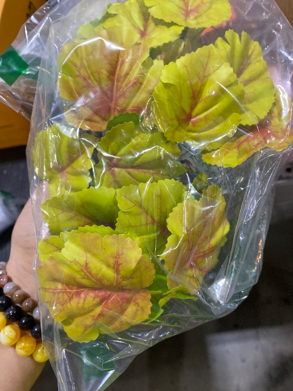 Photo 1 of WOLEDOE Reptile Plants for Terrarium, Amphibian Habitat Decor Artificial Hanging Plants with Suction Cup - Fake Heuchera Micrantha Yellow