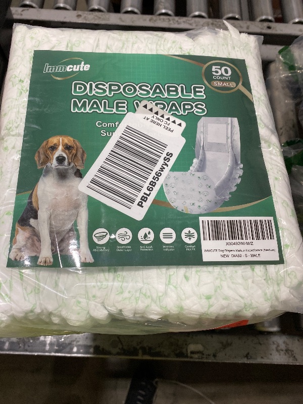 Photo 1 of IMMCUTE Dog Diapers Male Small 50 Ct, Male Dog Diapers Disposable with Wetness Indicator, Adjustable Puppy Diapers Male, Flashdry Gel Technology, Male Dog Wraps for Incontinence & Marking