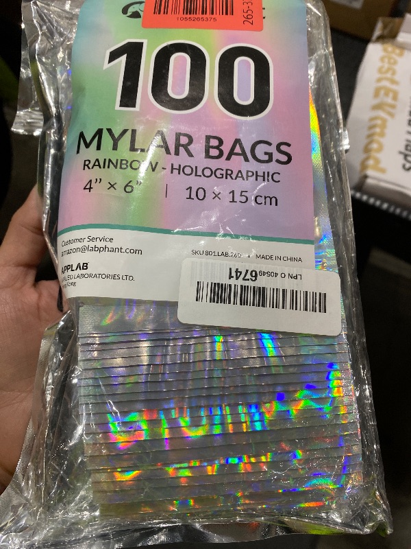 Photo 1 of Mylar Bags with Zipper Seal 4 x 6" | 100 Bags | Rainbow Holographic | Sealable Heat Seal Bags for Candy and Food Packaging, Medications and Vitamins | For Liquid and Solids (4" x 6")
