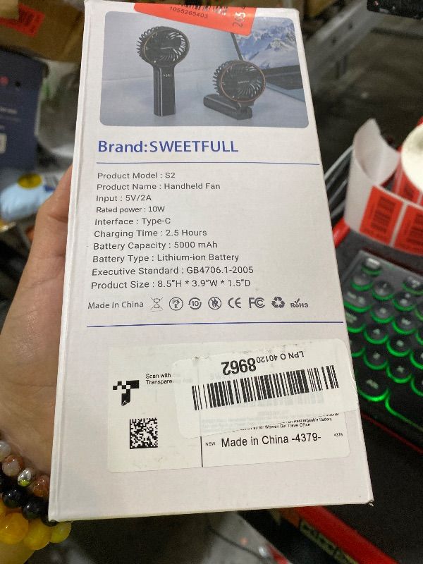 Photo 1 of SWEETFULL Handheld Portable Fan, 5000mAh Rechargeable Battery, 6 Speed Wind, LED Digital Display, Foldable Electric Personal Mini Travel Fan with Backup Power, Summer Essentials Gifts for Women Girl