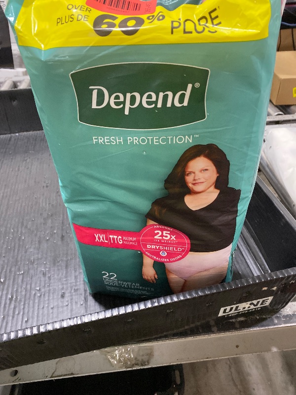 Photo 1 of Depend Fresh Protection Adult Diapers, Incontinence & Postpartum Bladder Leak Underwear for Women, Disposable, Maximum, Extra-Extra-Large, Blush, 22 Count, Packaging May Vary