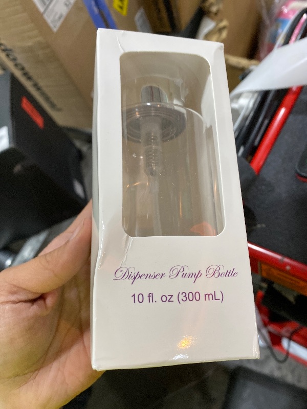 Photo 1 of 10oz Push Down Pump Dispenser Flip Top Cap Refillable Empty Bottle - Color: Silver - Lockable Travel Cosmetic Packaging Empty Bottle for Nail Polish Manicure