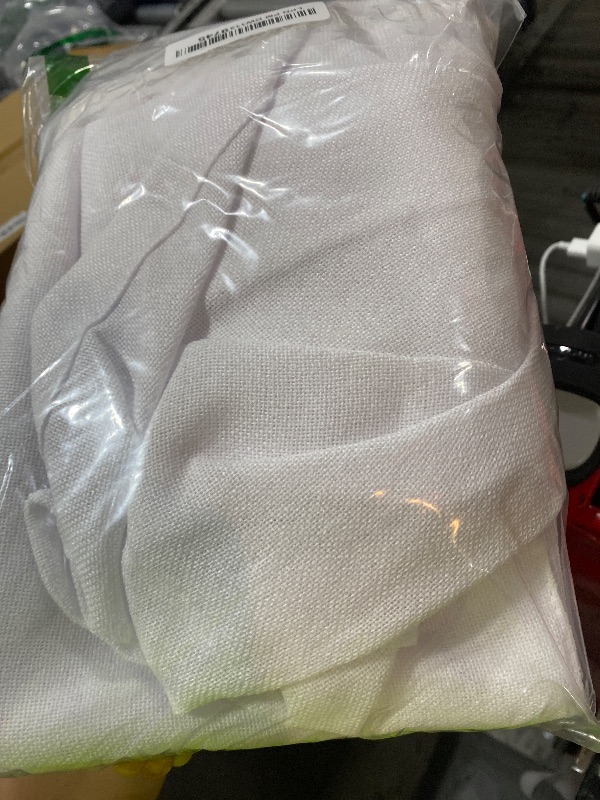 Photo 1 of BGment Short White Linen Curtains 45 Inch Length for Kitchen, Rod Pocket Small Window Drapes Light Filtering for Bathroom Bedroom Ring Clips Decorative, 34 Inch Wide Each Panel