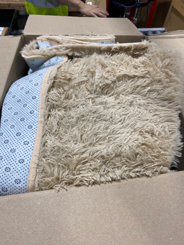 Photo 1 of yongyangjuxin Fluffy Rug Shaggy Area Rug, Beige 8x10 Area Rugs for Living Room, Large Shag Area Rugs for Bedroom Kids Room Home Decor, Upgrade Anti-Skid Rectangular Fuzzy Rugs