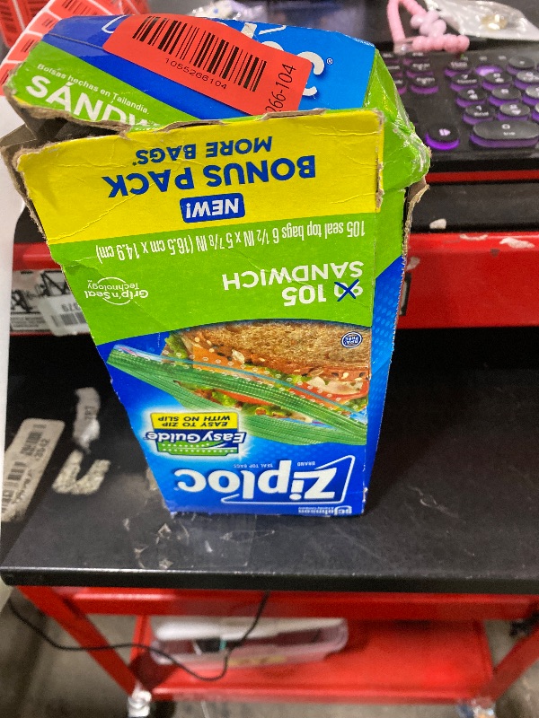 Photo 1 of Ziploc Sandwich and Snack Bags with EasyGuide Texture, Plastic Storage Bags with Grip 'n Seal Technology, 105 Bags Total