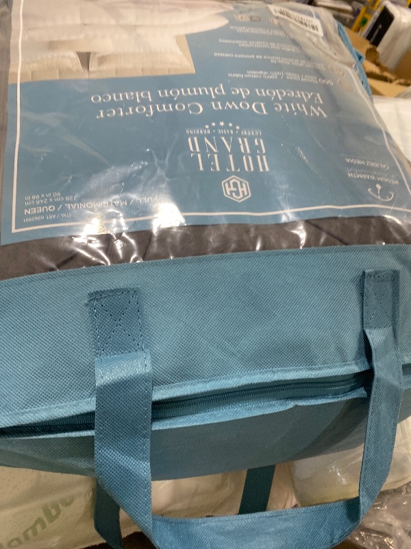 Photo 1 of L LOVSOUL Goose Feather Down Fiber Comforter Queen Size, 100% Organic Cotton Fabric Duvet Insert,1200TC,750+FP, Hotel Collection, All Season Grey Bedding Comforters with 8 Tabs,72oz