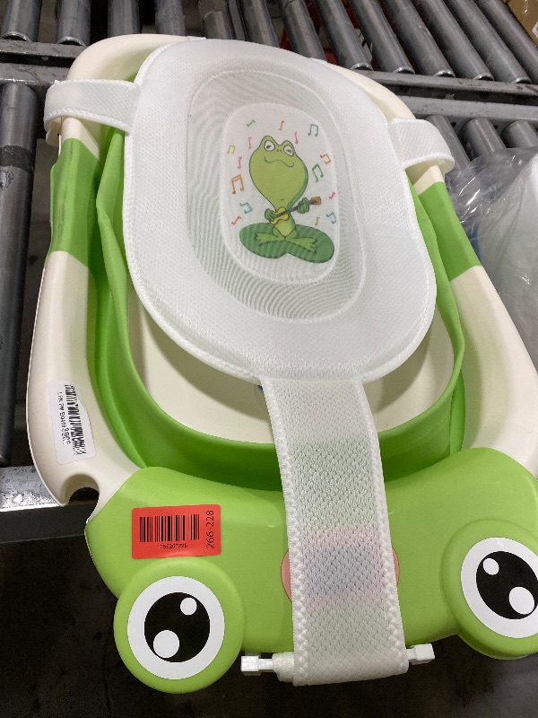 Photo 1 of BUNWAG Baby Bathtub, Collapsible Newborn Bathtub for Infant to Toddler 0-24 Months with Soft Cushion and Thermometer,Portable Travel Newborn Tub with No-Slip Feet, Baby Shower Gifts,Green