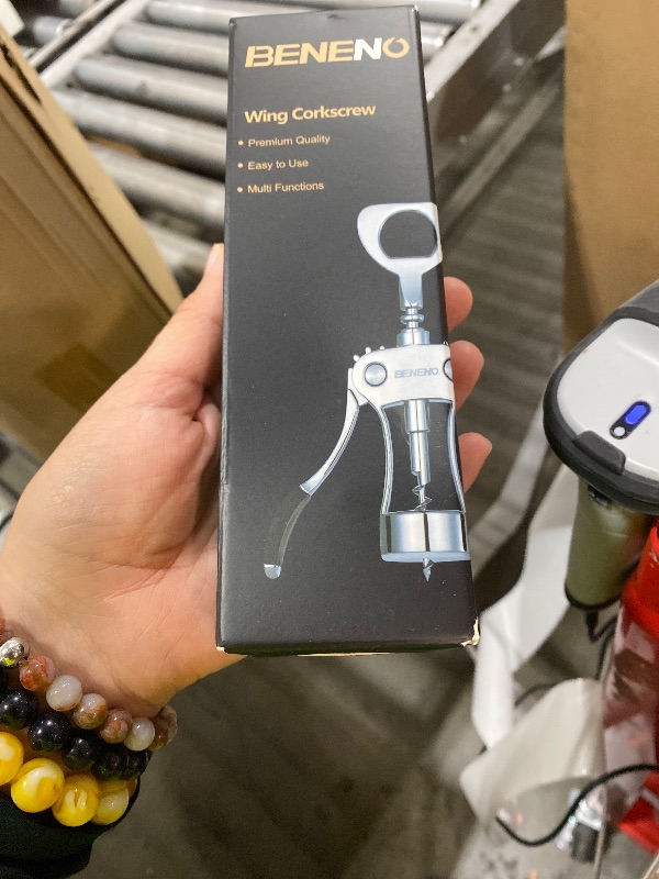 Photo 1 of Beneno Wine Opener, Zinc Alloy Premium Wing Corkscrew with Multifunctional Bottles Opener, Sharp Wine Corkscrew with Ergonomic Non-Slip Wing Handle, Upgrade Black