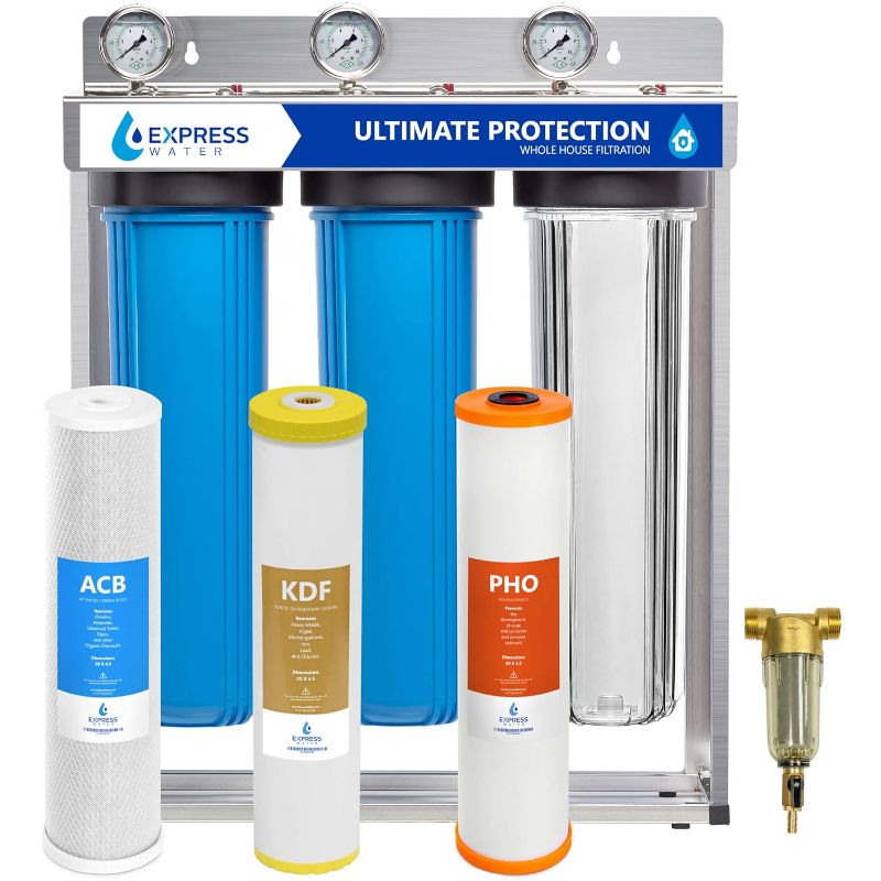 Photo 1 of Express Water Whole House Water Filter System | Ultimate Protection | 3 Stage Water Purifier Whole Home, Heavy Metal + Anti-Scale Filters, High Reduction in Scale, Chlorine, PFAs, Lead, Arsenic & more
