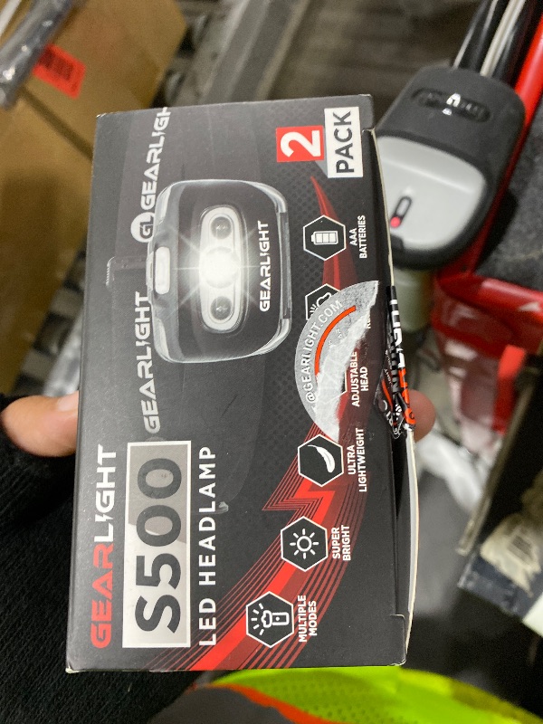 Photo 1 of GearLight 2Pack LED Headlamp - Outdoor Camping Head Lamps with Adjustable Headband - Lightweight Battery Powered Bright Flashlight Headlight with 7 Modes and Pivotable Head and Red Light