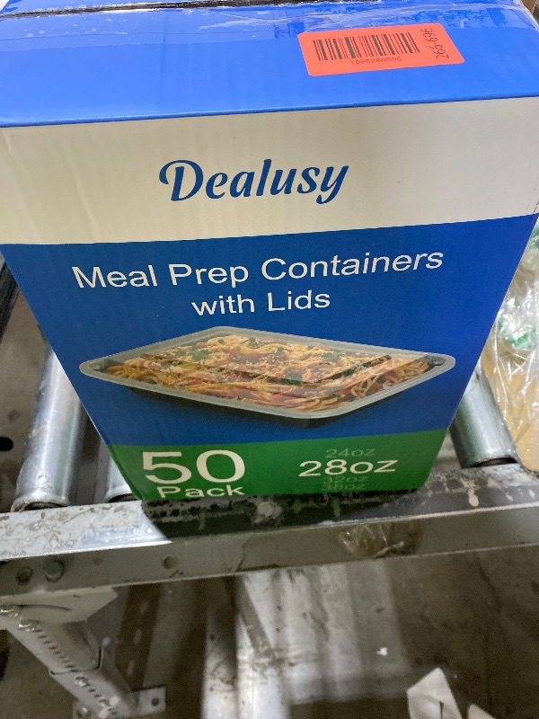 Photo 1 of Dealusy 50 Pack (100-Piece) 28 oz Meal Prep Containers Reusable with Lids, Sturdy Leakproof & Food Safe, Microwave, Freezer, Dishwasher Safe Prep Containers, To Go Take Out Plastic Food Storage