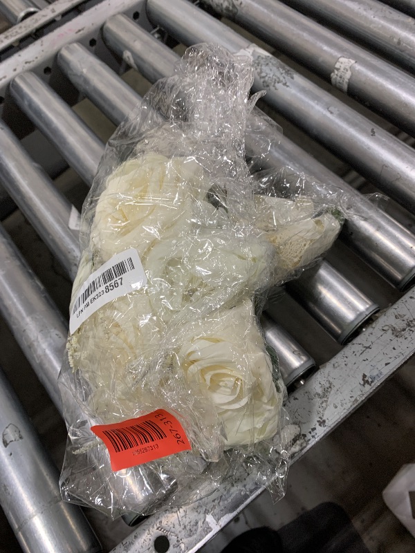 Photo 1 of LESING Bridal Wedding Bouquets Artificial Rose Flowers Bouquet Handmade Romantic Wedding Bouquets for Bride Bridesmaid Holding Flowers (Bouquet-Rose White 1)