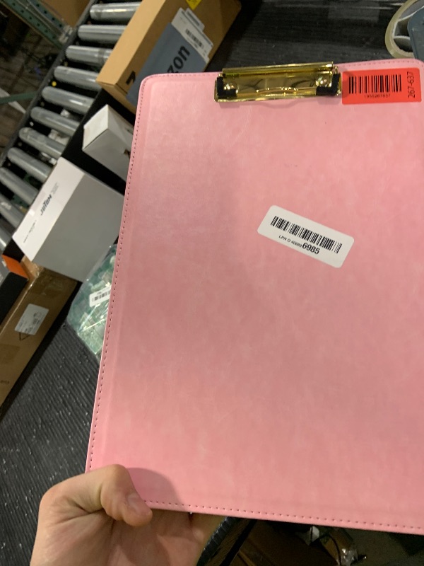 Photo 1 of Paper Junkie Paper Stand for Desk When Typing - 9 x 13 in, Pink PU Leather - Pink Clipboard Stand with Kickstand & Document Holder for Office Organization