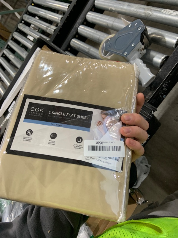 Photo 1 of Cal King Size Flat Sheet - Hotel Quality Top Flat Bed Sheet Only - Ultra-Soft, Breathable & Cooling - Fade & Wrinkle Free - Easy-Care, Stain & Shrink Resistant Bedding - Easy-Fit & Oeko-Tex - Beige