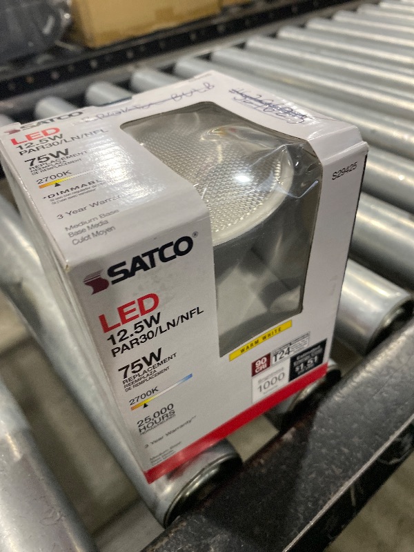 Photo 1 of Satco S29425 12.5W Long-Neck PAR30 LED Reflector Bulb, 75W Replacement, 2700K, Clear
