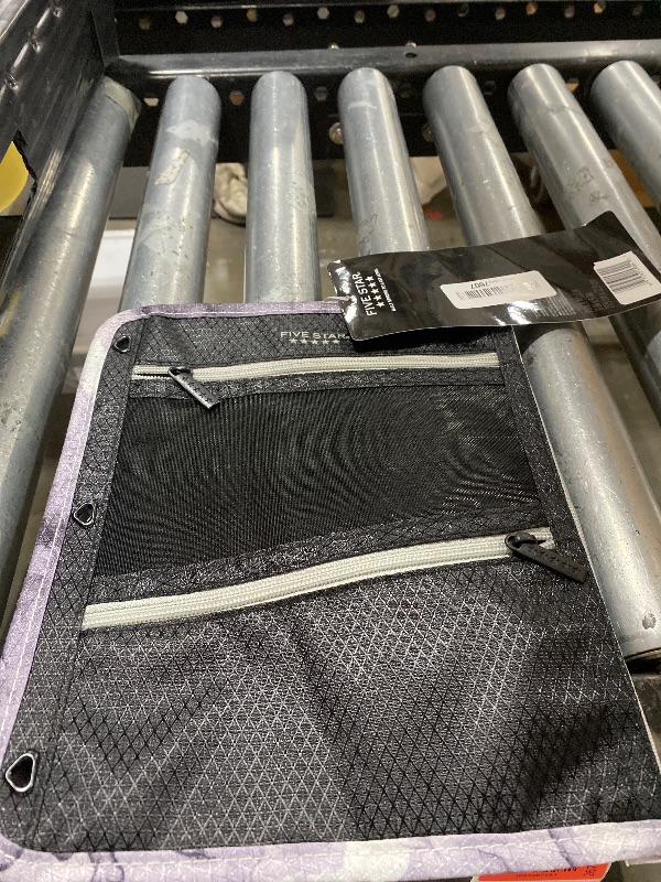 Photo 1 of Five Star Pencil Pouch, Pen Case, 3-Pocket Zipper Pouch, Fits 3-Ring Binder, Storage Organizer for Classroom Supplies Earbuds Chargers Cables Makeup, Black/Grey (506420A-ECM)