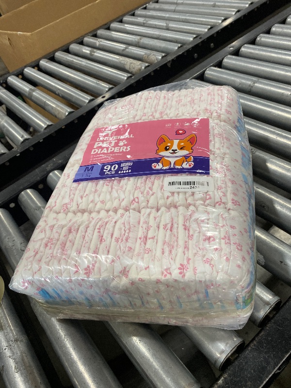 Photo 1 of Disposable Dog Diapers Female 90 Count Puppy Diapers Female (Waist 11-18 in M) Super Absorbent Small Doggie Diapers for Heat Excitable Urination or Incontinence - Pink