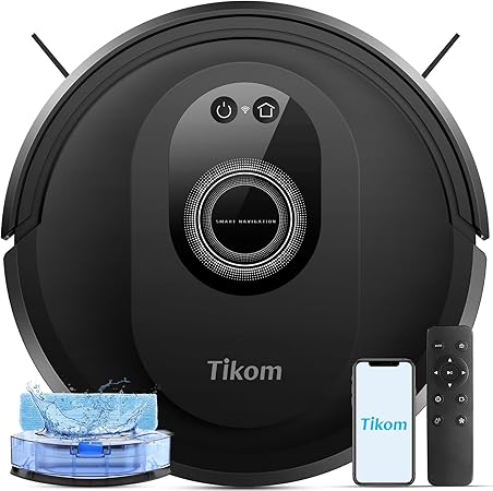 Photo 1 of Tikom Robot Vacuum and Mop Combo, 5000Pa Robotic Vacuum Cleaner, 150 Min Max, App & Remote Control, Ideal for Hard Floor, Carpet, Pet Hair, Self-Charge(G8000 Max)