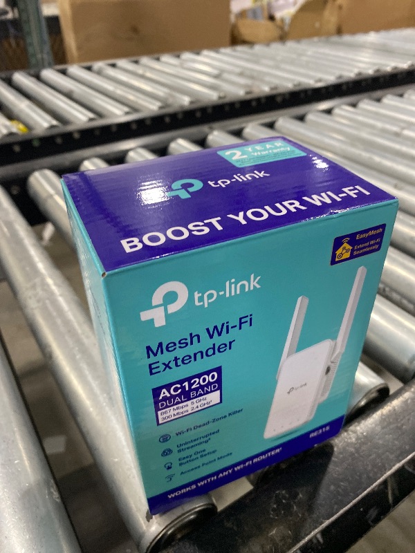 Photo 1 of TP-Link AC1200 WiFi Extender, 2025 Wirecutter Best WiFi Extender, 1.2Gbps Home Signal Booster, Dual Band 5GHz/2.4GHz, Up to 1600 Sq.ft and 32 Devices, EasyMesh Compatible, One Ethernet Port (RE315)