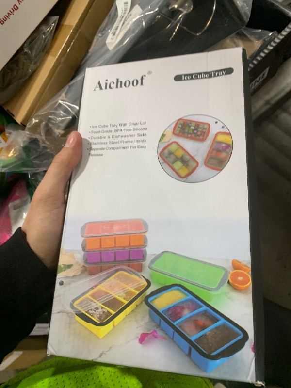 Photo 1 of 1 Cup Extra Large Silicone Cube Freezing Trays with lid for soup,broth,sauce or butter, Silicone Freezer Container Molds Soup Trays -makes four great portions 1cup Cube(2 PACK, Blue)