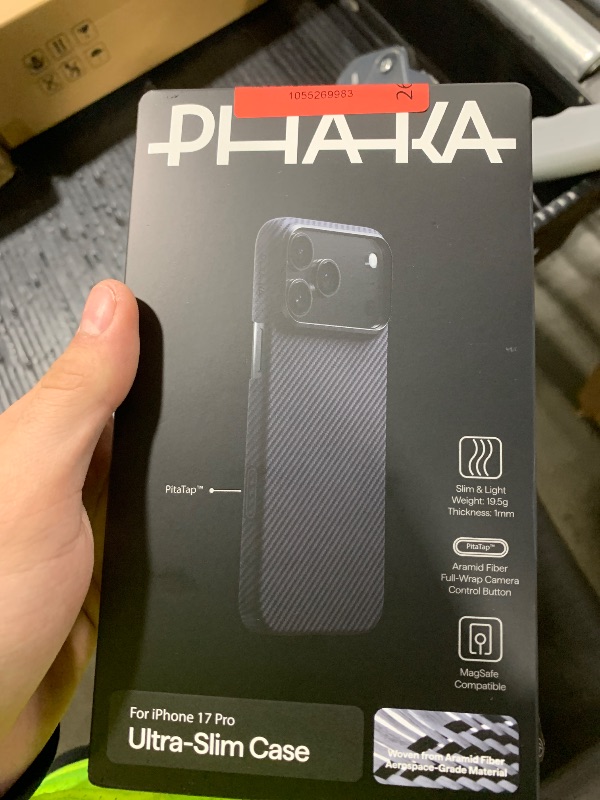 Photo 1 of pitaka for iPhone 17 Pro Case 6.3" with Camera Control Button, Compatible with MagSafe, Ultra-Slim Case with Caseless Touch Feeling, 600D Aramid Fiber Woven, Black/Grey(Twill)