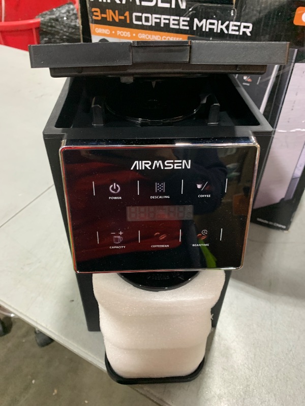 Photo 1 of AIRMSEN Grind & Brew Coffee Maker with Grinder - Single Serve Machine Compatible with K-Cup Pods & Ground, 1000W Fast 6-14oz Brewer, Descaling Alert, Touchscreen & 50oz Removable Tank (Large)