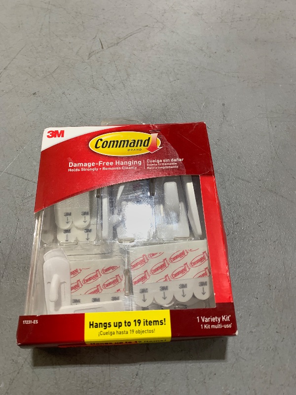 Photo 1 of Command Variety Pack, Picture Hanging Strips, Wire Hooks and Utility Hooks, Damage Free Hanging Variety Pack for Up to 19 Items, 1 Kit, White