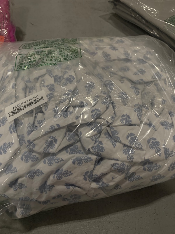 Photo 1 of Laura Ashley - King Sheets, Cotton Percale Bedding Set, Lightweight & Breathable Home Decor (Margate Shells Blue, King)