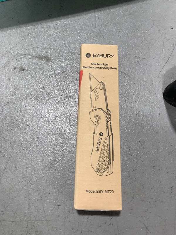 Photo 1 of Utility Knife, BIBURY Upgraded Version Heavy Duty Box Cutter, Pocket Carpet knife with 10 Replaceable SK5 Stainless Steel Blades, Belt Clip, Easy Release Button, Quick Change and Safety Lock-Black