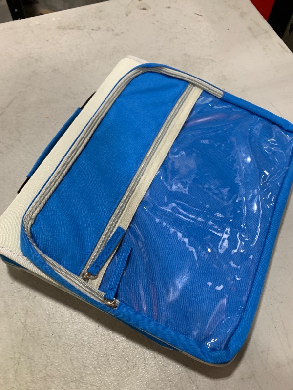 Photo 1 of Ndsox Zipper Binder 3 Ring with Handle, 2 Inch O-Ring Document Organizer Middle School Binder with Zipper for Students, 5-Tab Expanding File Folder & 2 Mesh Pouches, DIY Clear Front Pocket, Blue