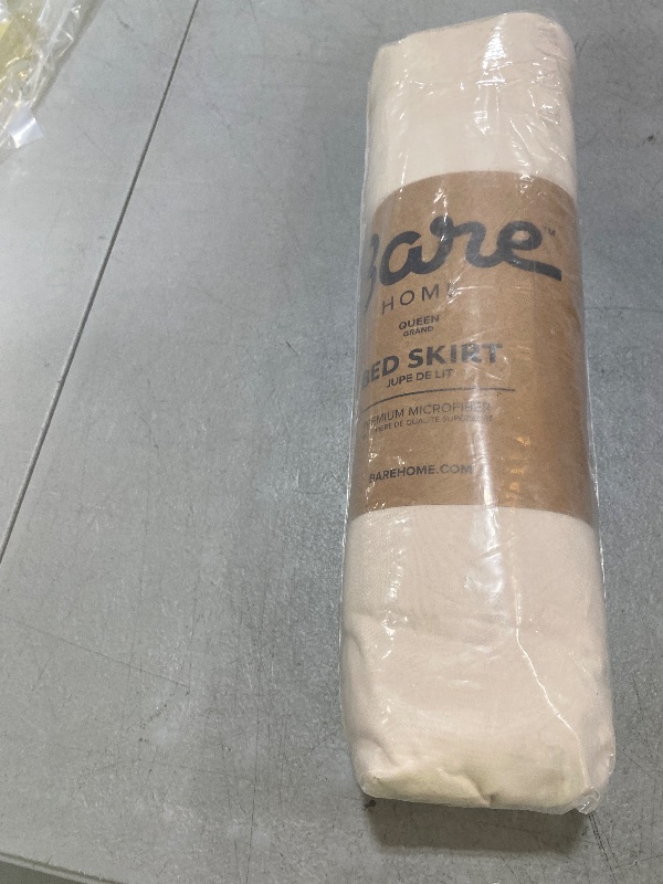 Photo 1 of Burlap Vintage Farmhouse Queen Bed Skirt Tan Distressed Appearance Cotton Solid Color Split Corners Bedroom Decor