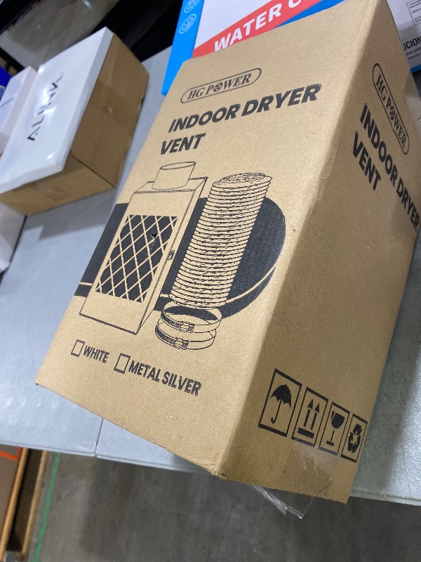 Photo 1 of Indoor Dryer Vent Kit, HG Power Metal Dryer Vent Box, Safety Vent Flap, Dryer Lint Trap, Indoor Dryer Vent for Electric Dryer, Space Saver Dryer Vent Kit with Polyester Filters, Dryer Vent Hose