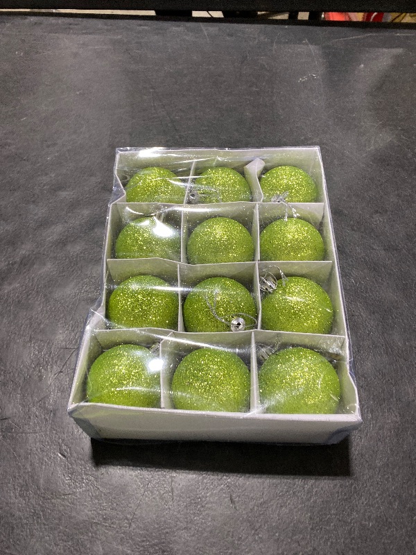 Photo 1 of Sprkly Green Christmas Ornaments 12ct
