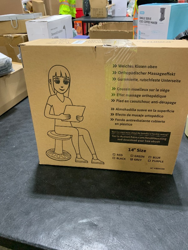 Photo 1 of Studico ActiveChairs Kids Wobble Stool, Flexible Classroom Seating Improves Focus, Posture & Helps ADHD/ADD. Get The Wiggles Out Active Fidget Chairs, Preschool | Elementary 14" Chair, Ages 3-7, Gray