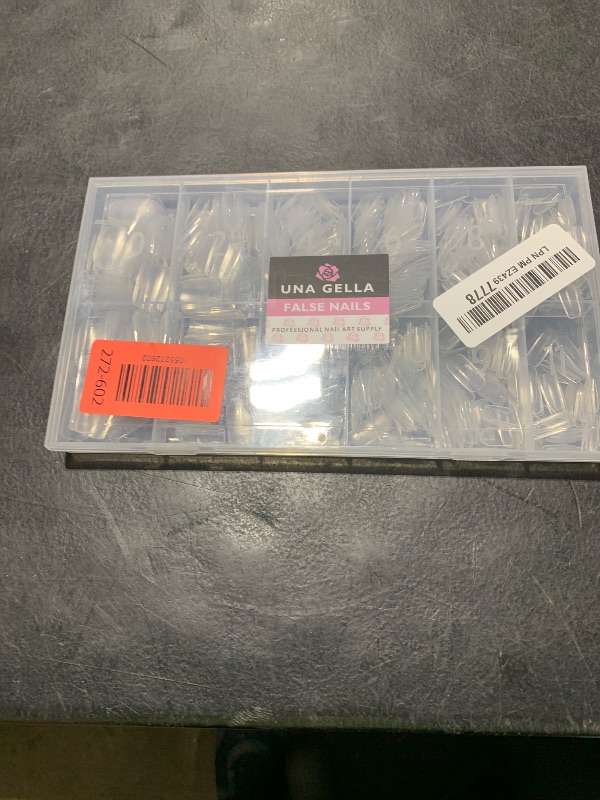 Photo 1 of UNA GELLA Nail Tips Square: 504PCS Short Square Nail Tips Pre Etched Gel Fake Nails Tips, No C Curve For Women DIY Nail Extension French Style Salon Home Full Cover Soft Acrylic False Tips 12 Sizes