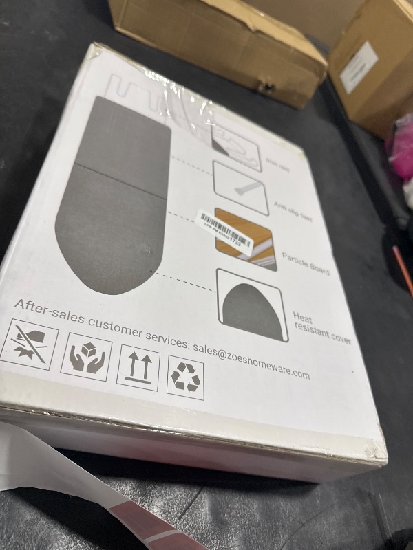 Photo 1 of ZOES HOMEWARE Tabletop Ironing Board,Portable Iron Board with Iron Rest, Foldable Small Ironing Board with Heat Resistant Cover and 100% Cotton Pad, 31.5"x11.8"x7", Grey