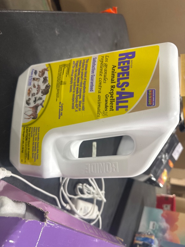 Photo 1 of Bonide Repels-All Animal Repellent Granules, 3 lbs. Ready-to-Use Deer & Rabbit Repellent, Deter Pests from Lawn & Garden