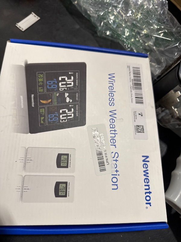 Photo 1 of Newentor Weather Station Wireless Indoor Outdoor Thermometer, Color Display Digital Weather Thermometer with Atomic Clock, Barometric Pressure, Forecast Station with Adjustable Backlight,Black,2Sensor