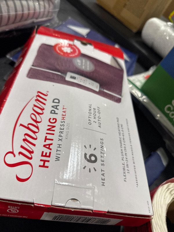 Photo 1 of Sunbeam XL Back Neck and Shoulder Heat Therapy 12 x 24 with Auto Shut Off 6 Settings Machine-Washable Comfortable Microplush Fabric - Burgundy