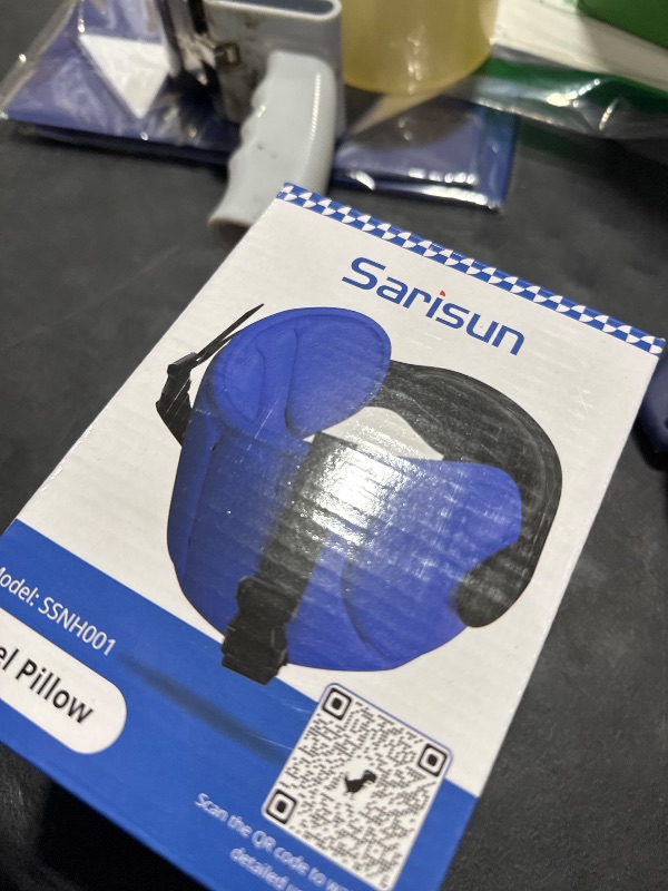 Photo 1 of SARISUN Travel Pillows for Airplanes, Airplane Pillow for Long Flight, Airplane Head Strap with Eye Mask for Sleep, Travel Neck Pillow for Car Road Trip, 360° Support Headrest, Stop Bobblehead, Black
