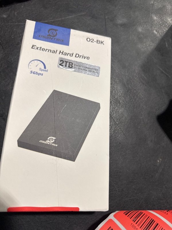 Photo 1 of OSENTRiX O2-BK 2TB USB 3.0 Pocket-Size Portable External Hard Drive (for Windows, MacOS, Xbox, PS)