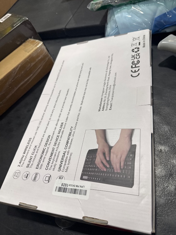 Photo 1 of Trueque Wireless Keyboard and Mouse Combo - Full-Size Quiet Keyboard with Palm Rest, Phone Holder, Multimedia Keys, Power Switch, Compatible with Windows, Chrome OS, PC, Laptop (Batteries Included)