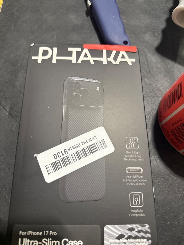 Photo 1 of pitaka for iPhone 17 Pro Case 6.3" with Camera Control Button, Compatible with MagSafe, Ultra-Slim Case with Caseless Touch Feeling, 600D Aramid Fiber Woven, Black/Grey(Twill)