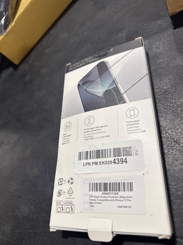 Photo 1 of ESR 3 Pack for iPhone 17 Pro Max Screen Protector, [9H Hardness] [Military Grade Shatterproof] Full Coverage Tempered Glass Film with Easy Installation Tool, HD Clear, Scratch Resistant