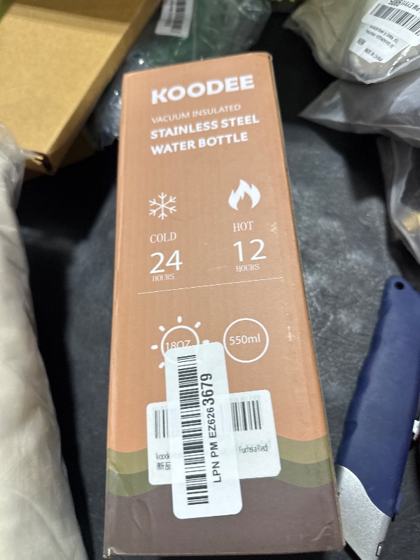 Photo 1 of koodee Insulated Water Bottle, 18 oz Stainless Steel Double Wall Vacuum Wide Mouth Sport Bottle with Leakproof Spout Lid (Fuchsia Red)