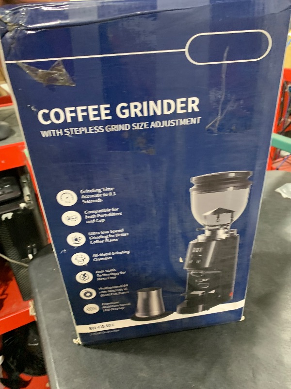 Photo 1 of SHARDOR Professional 64mm Burr Coffee Grinder with 100 Grind Settings and All-Metal Chamber, Coffee Bean Grinder with Adjustable Electronic Timer and LED Display, Anti-Static,Black