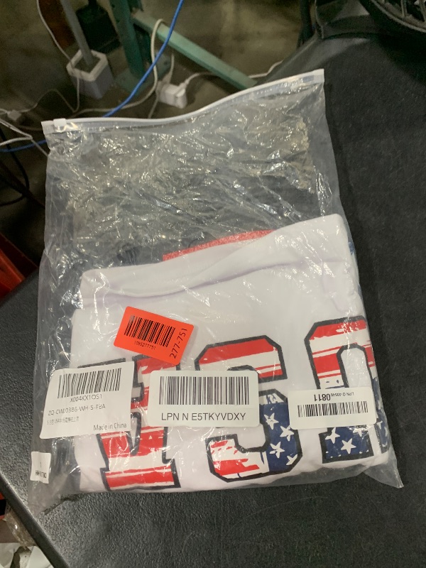 Photo 1 of ZUNQKG Womens USA Shirt America Flag Printed Crewneck Patchwork Long Sleeve July 4th Raglan Patriotic Tops White S