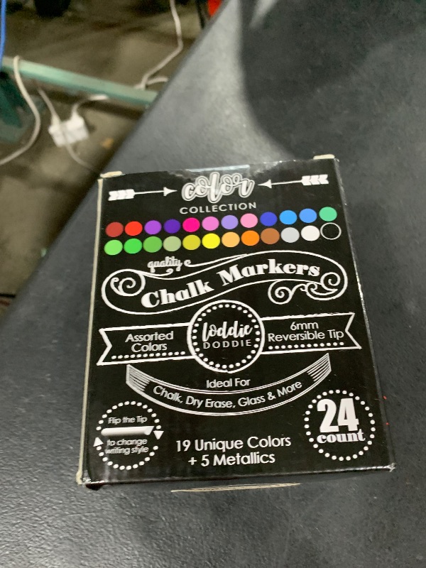 Photo 1 of Loddie Doddie Chalk Markers - 24-Pack, 6mm Reversible Bullet & Chisel Tip - Dust-Free, Erasable Liquid Chalk Markers - Versatile for Windows, Glass & Chalkboard Surfaces