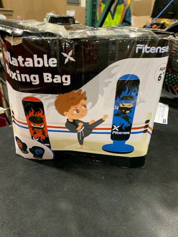 Photo 1 of Fitense Kids Punching Bag, 63 Inch Inflatable Punching Bag + Electric Air Pump + Boxing Gloves, Kids Boxing Bag for 6-12 Year Olds, Blue Ninja Karate Toy for Christmas Birthday